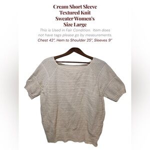 Neutral Cream Textured Knit Top Size Large Cozy Minimalist